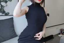 Coser小姐姐白银81黑色包臀裙-套图岛