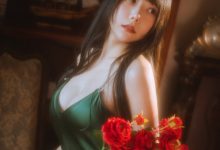 香草喵露露 - NO.46 杨枝甘露 绿色连衣裙 [45P1V-1.19GB]-套图岛