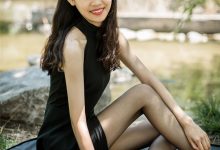 SIW斯文传媒 007 黑色高领无袖修身绸面连身衣裙 - 蓉儿 [61P-163M]-套图岛