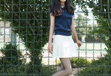 SIW斯文传媒 012 休闲运动少女系蓝衫白百褶裙（蓉儿） [65P-160M]-套图岛