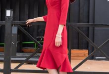 SIW斯文传媒 047 火红立领七分袖别致鱼尾裙 - 新芳 [65P-152M]-套图岛