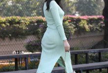 都市丽人 芝芝性感浅绿色包臀裙 [视频+套图]-套图岛